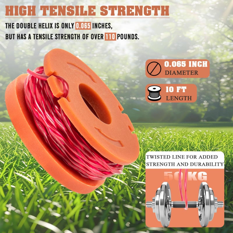 KAKO WA0004 Spool for Worx Weed Eater String,10ft 0.065" Line Spool for Worx WA0004 Weed Eater String Replacement Spool, for Worx Wa0004 Replacement Spool, for Worx Wa0004 String Trimmer Refills(16+4) - Image 3